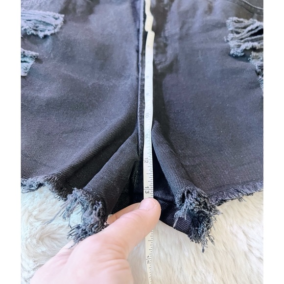 BooHoo Blue Denim Shorts | Size 10 | Excellent Condition | Distressed Black - Picture 5 of 7